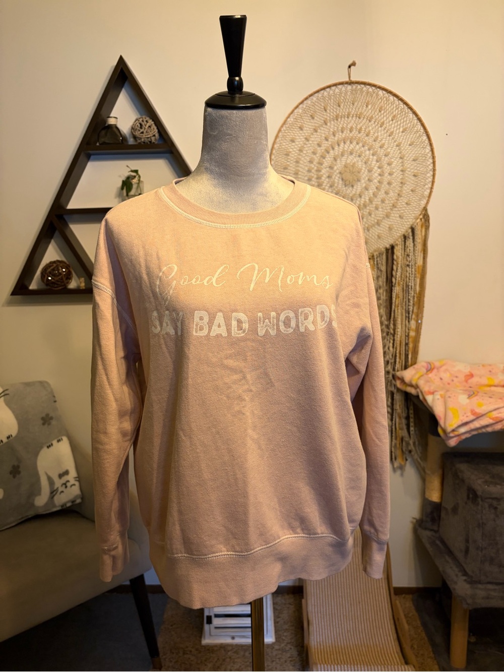 Maurices Large Light Pink 'Good Moms Say Bad Words' Crewneck Sweatshirt